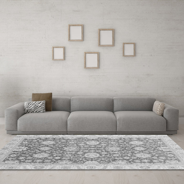 Machine Washable Oriental Gray Traditional Rug in a Living Room,, wshabs4061gry