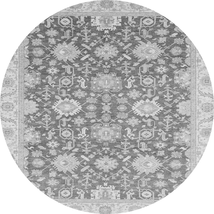 Round Oriental Gray Traditional Rug, abs4061gry