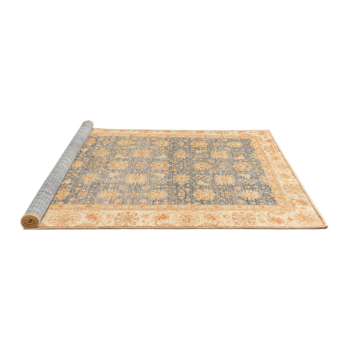 Sideview of Machine Washable Abstract Brown Gold Rug, wshabs4062