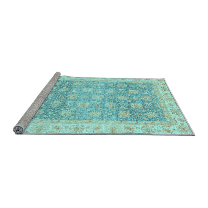 Sideview of Machine Washable Oriental Light Blue Traditional Rug, wshabs4062lblu