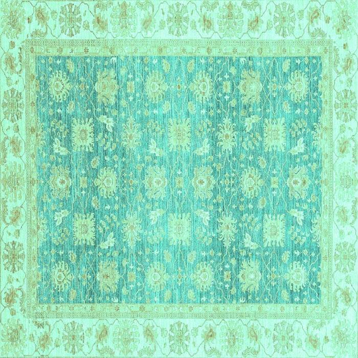 Square Oriental Turquoise Traditional Rug, abs4062turq