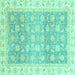 Square Oriental Turquoise Traditional Rug, abs4062turq