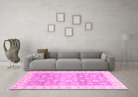 Machine Washable Oriental Pink Traditional Rug, wshabs4062pnk