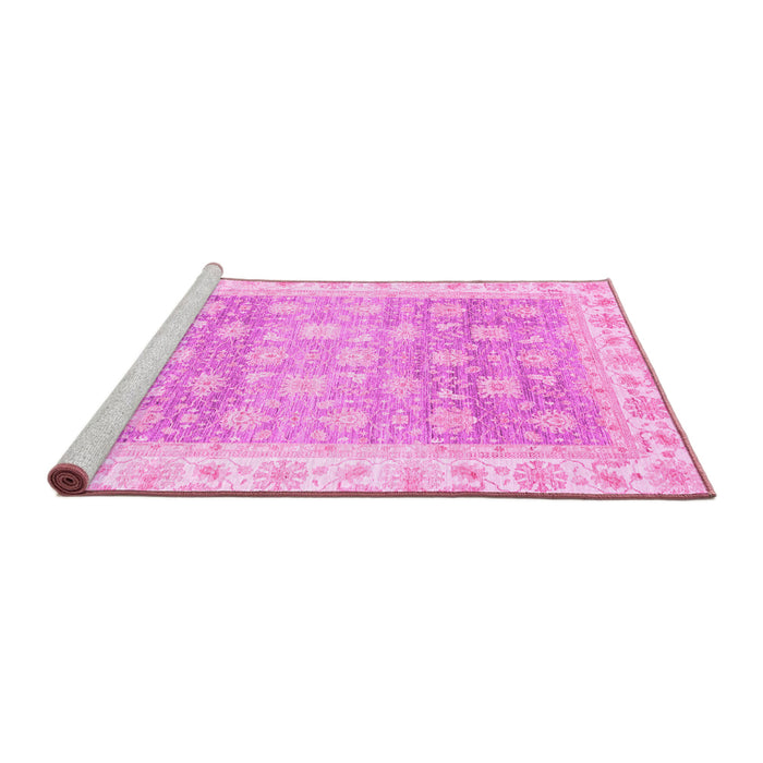 Sideview of Machine Washable Oriental Pink Traditional Rug, wshabs4062pnk