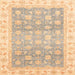 Square Abstract Brown Gold Oriental Rug, abs4062