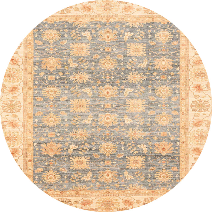 Round Abstract Brown Gold Oriental Rug, abs4062