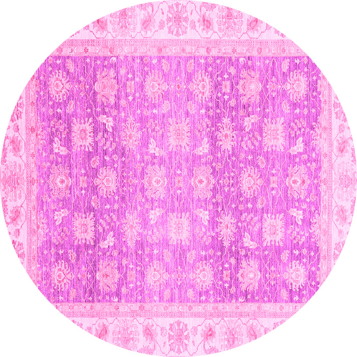 Round Machine Washable Oriental Pink Traditional Rug, wshabs4062pnk