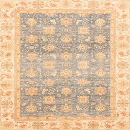 Square Machine Washable Abstract Brown Gold Rug, wshabs4062