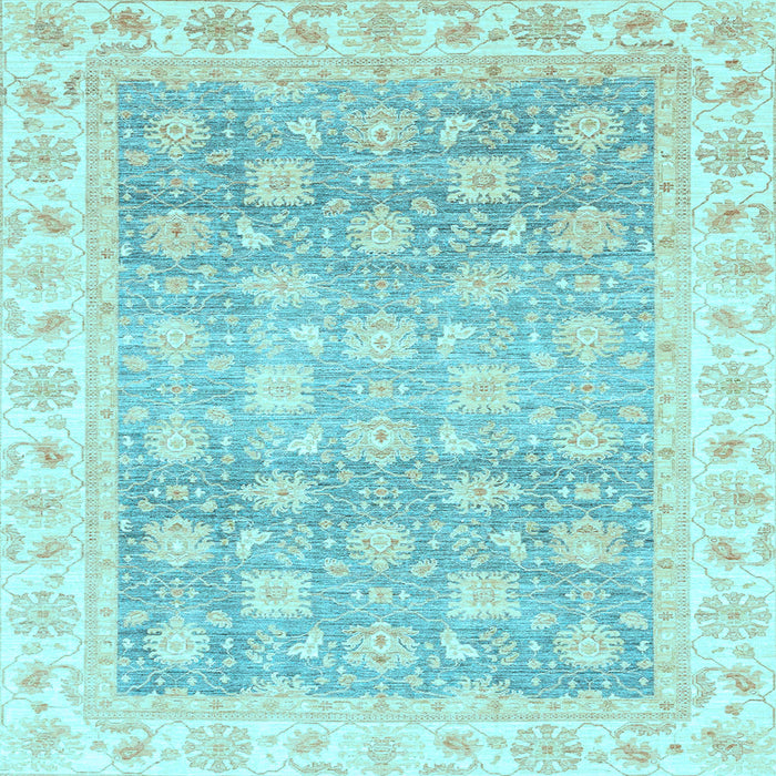 Square Machine Washable Oriental Light Blue Traditional Rug, wshabs4062lblu