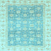 Square Machine Washable Oriental Light Blue Traditional Rug, wshabs4062lblu