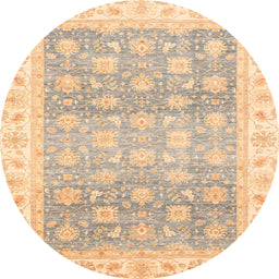Round Machine Washable Abstract Brown Gold Rug, wshabs4062