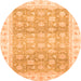 Round Machine Washable Oriental Orange Traditional Area Rugs, wshabs4062org