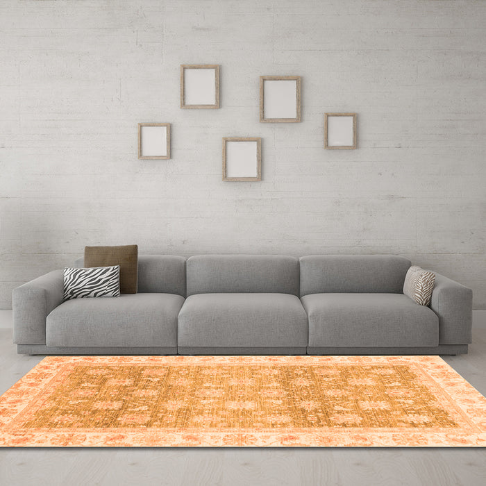 Machine Washable Oriental Orange Traditional Area Rugs in a Living Room, wshabs4062org