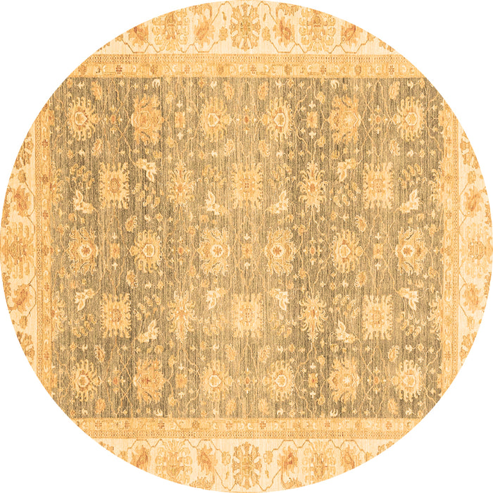 Round Machine Washable Oriental Brown Traditional Rug, wshabs4062brn