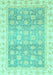 Machine Washable Oriental Turquoise Traditional Area Rugs, wshabs4062turq