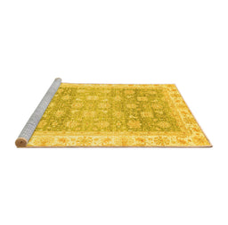 Sideview of Machine Washable Oriental Yellow Traditional Rug, wshabs4062yw