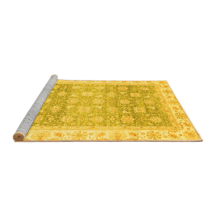 Sideview of Machine Washable Oriental Yellow Traditional Rug, wshabs4062yw