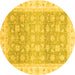 Round Machine Washable Oriental Yellow Traditional Rug, wshabs4062yw