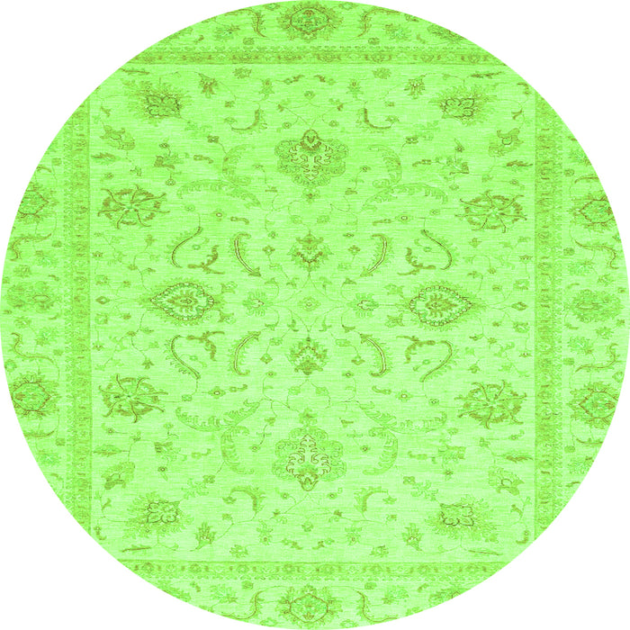 Round Oriental Green Traditional Rug, abs4063grn