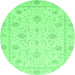 Round Oriental Emerald Green Traditional Rug, abs4063emgrn