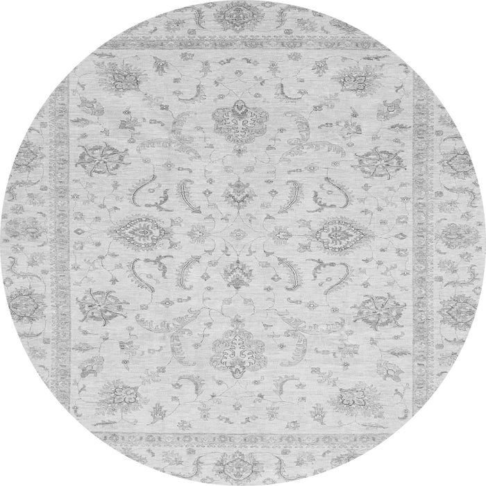 Round Machine Washable Oriental Gray Traditional Rug, wshabs4063gry