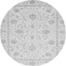 Round Machine Washable Oriental Gray Traditional Rug, wshabs4063gry