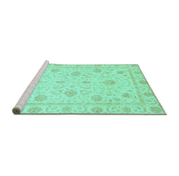 Sideview of Machine Washable Oriental Turquoise Traditional Area Rugs, wshabs4063turq