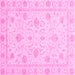 Square Machine Washable Oriental Pink Traditional Rug, wshabs4063pnk