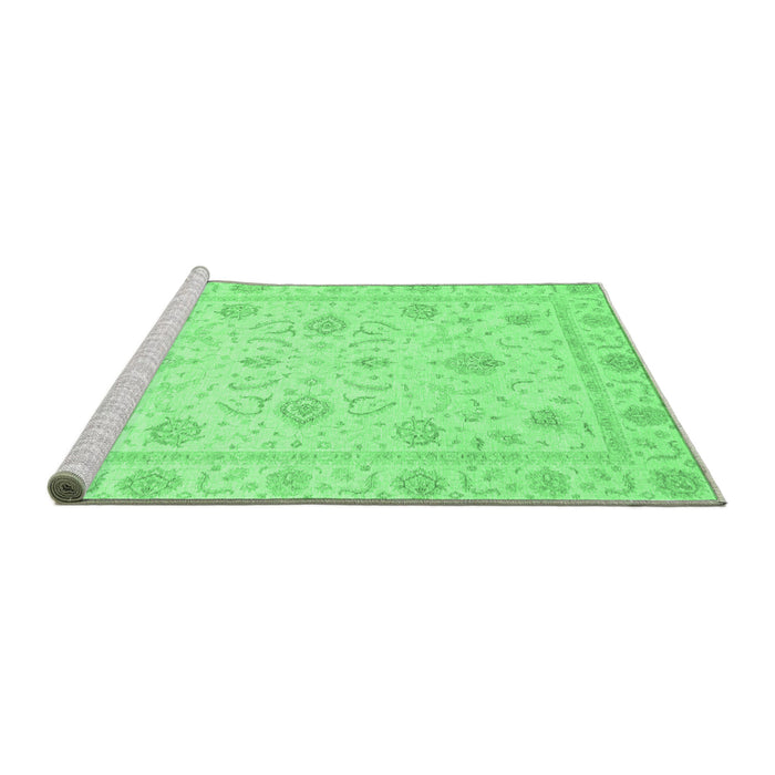 Sideview of Machine Washable Oriental Emerald Green Traditional Area Rugs, wshabs4063emgrn