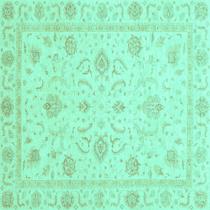 Square Machine Washable Oriental Turquoise Traditional Area Rugs, wshabs4063turq