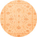 Round Oriental Orange Traditional Rug, abs4063org