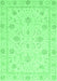 Machine Washable Oriental Emerald Green Traditional Area Rugs, wshabs4063emgrn