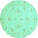 Round Oriental Turquoise Traditional Rug, abs4063turq