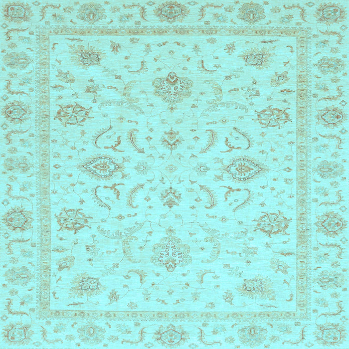 Square Machine Washable Oriental Light Blue Traditional Rug, wshabs4063lblu