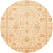 Round Abstract Brown Gold Oriental Rug, abs4063