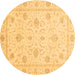 Round Oriental Brown Traditional Rug, abs4063brn