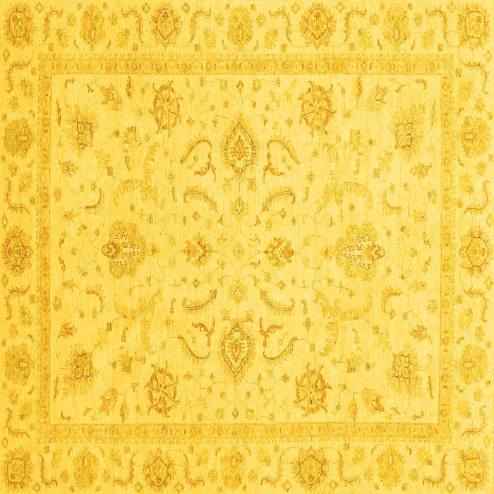 Square Machine Washable Oriental Yellow Traditional Rug, wshabs4063yw