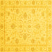 Square Machine Washable Oriental Yellow Traditional Rug, wshabs4063yw