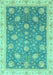 Machine Washable Oriental Turquoise Traditional Area Rugs, wshabs4064turq