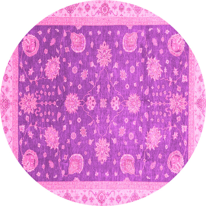 Round Machine Washable Oriental Pink Traditional Rug, wshabs4064pnk