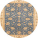 Round Abstract Yellow Oriental Rug, abs4064