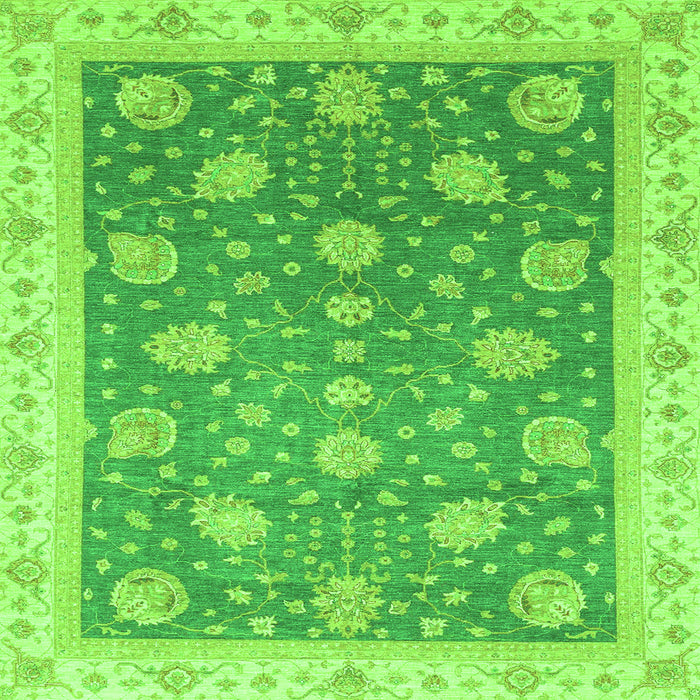 Square Machine Washable Oriental Green Traditional Area Rugs, wshabs4064grn