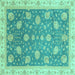 Square Oriental Turquoise Traditional Rug, abs4064turq