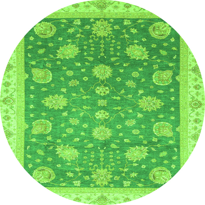 Round Machine Washable Oriental Green Traditional Area Rugs, wshabs4064grn
