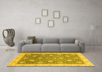 Machine Washable Oriental Yellow Traditional Rug, wshabs4064yw