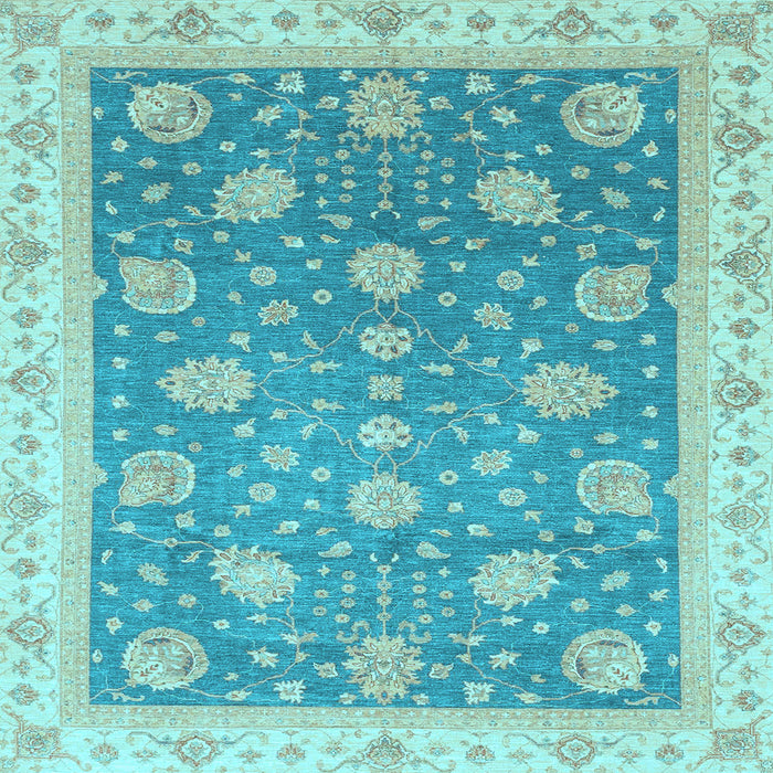 Square Machine Washable Oriental Light Blue Traditional Rug, wshabs4064lblu