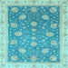 Square Machine Washable Oriental Light Blue Traditional Rug, wshabs4064lblu