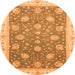 Round Machine Washable Oriental Orange Traditional Area Rugs, wshabs4064org