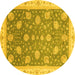 Round Oriental Yellow Traditional Rug, abs4064yw