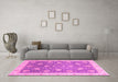 Machine Washable Oriental Pink Traditional Rug in a Living Room, wshabs4064pnk